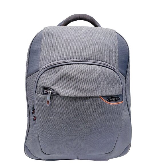Samsonite Pro‐DLX Travel Gray Bag Backpack w/ Leather Bottom - Picture 1 of 6